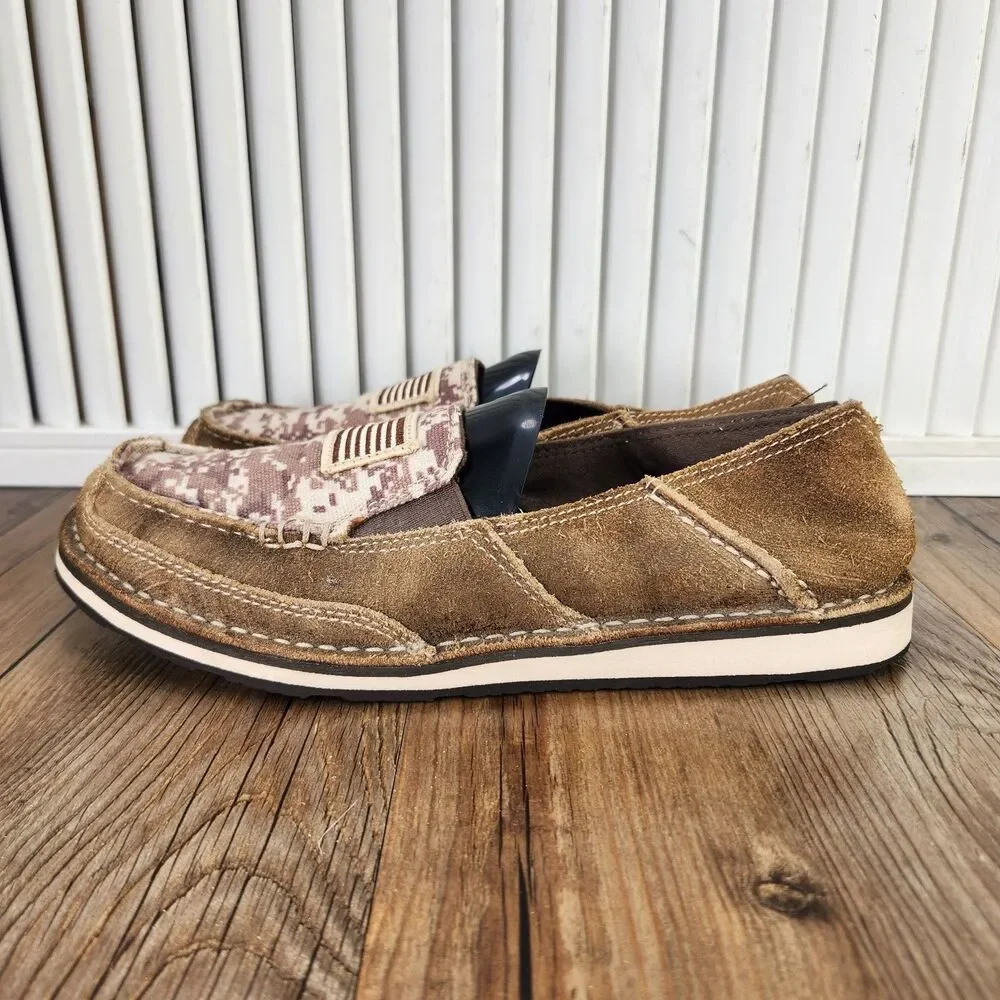 Ariat Cruiser Patriot Slip On Shoes Womens Sz 8B Brown Suede Digital Camo Loafer